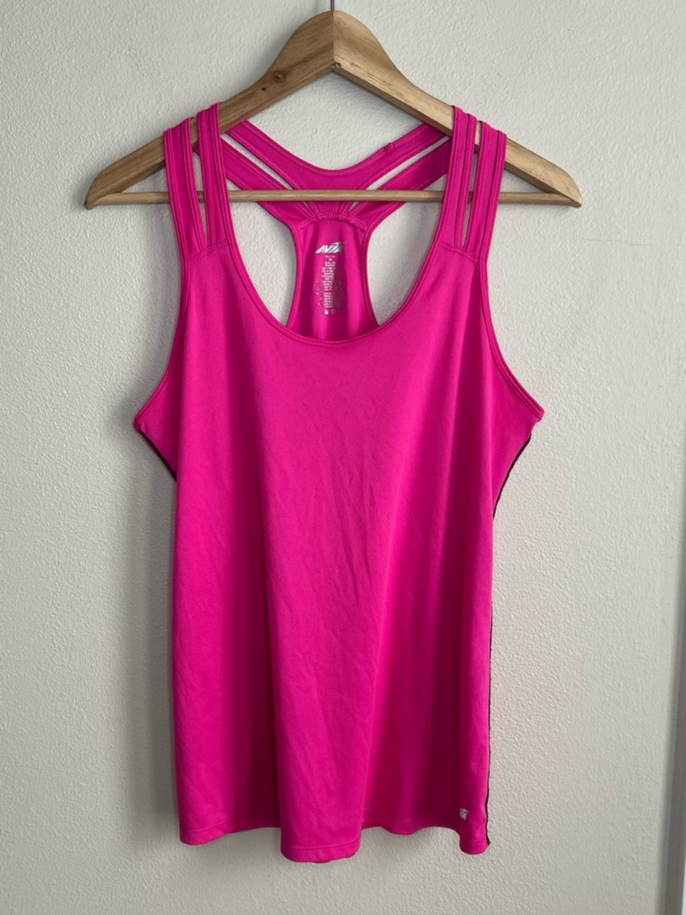 Avia Athletic Racerback Double Strap Tank Top Pink Black Stitching Size M